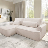Home Collective Ecksofa Sofa Couch Wohnlandschaft ausziehbar inkl. Bettkasten Schlafsofa Gästebett 260x165 cm | weicher Velours & Easy Clean | Wohnzimmer Sofa L-Form | inkl. Kissen