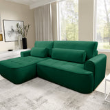 Home Collective Ecksofa Sofa Couch Wohnlandschaft ausziehbar inkl. Bettkasten Schlafsofa Gästebett 260x165 cm | weicher Velours & Easy Clean | Wohnzimmer Sofa L-Form | inkl. Kissen