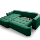 Home Collective Ecksofa Sofa Couch Wohnlandschaft ausziehbar inkl. Bettkasten Schlafsofa Gästebett 260x165 cm | weicher Velours & Easy Clean | Wohnzimmer Sofa L-Form | inkl. Kissen