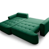 Home Collective Ecksofa Sofa Couch Wohnlandschaft ausziehbar inkl. Bettkasten Schlafsofa Gästebett 260x165 cm | weicher Velours & Easy Clean | Wohnzimmer Sofa L-Form | inkl. Kissen