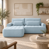 Home Collective Ecksofa Sofa Couch Wohnlandschaft ausziehbar inkl. Bettkasten Schlafsofa Gästebett 260x165 cm | weicher Velours & Easy Clean | Wohnzimmer Sofa L-Form | inkl. Kissen