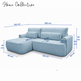 Home Collective Ecksofa Sofa Couch Wohnlandschaft ausziehbar inkl. Bettkasten Schlafsofa Gästebett 260x165 cm | weicher Velours & Easy Clean | Wohnzimmer Sofa L-Form | inkl. Kissen