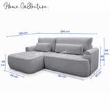 Home Collective Ecksofa Sofa Couch Wohnlandschaft ausziehbar inkl. Bettkasten Schlafsofa Gästebett 260x165 cm | weicher Velours & Easy Clean | Wohnzimmer Sofa L-Form | inkl. Kissen