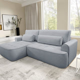 Home Collective Ecksofa Sofa Couch Wohnlandschaft ausziehbar inkl. Bettkasten Schlafsofa Gästebett 260x165 cm | weicher Velours & Easy Clean | Wohnzimmer Sofa L-Form | inkl. Kissen