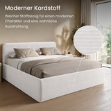 Home Collective Polsterbett Doppelbett Bett mit verstellbarem Lattenrost & Stauraum, viele Größen verfügbar Kordstoff