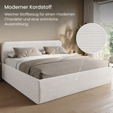 Home Collective Polsterbett Doppelbett Bett mit verstellbarem Lattenrost & Stauraum, viele Größen verfügbar Kordstoff