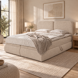 Home Collective Boxspringbett mit Bettkasten und Topper Boxspringbett mit Bettkasten mit Bonell-Matratze Amari-Polsterstoff, seitlich aufklappbar, HR-Schaum-Kopfteil
