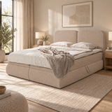 Home Collective Boxspringbett mit Bettkasten und Topper Boxspringbett mit Bettkasten mit Bonell-Matratze Amari-Polsterstoff, seitlich aufklappbar, HR-Schaum-Kopfteil