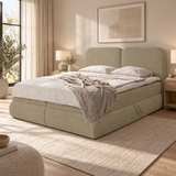 Home Collective Boxspringbett mit Bettkasten und Topper Boxspringbett mit Bettkasten mit Bonell-Matratze Amari-Polsterstoff, seitlich aufklappbar, HR-Schaum-Kopfteil
