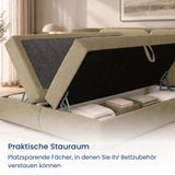 Home Collective Boxspringbett mit Bettkasten und Topper Boxspringbett mit Bettkasten mit Bonell-Matratze Amari-Polsterstoff, seitlich aufklappbar, HR-Schaum-Kopfteil