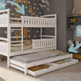 B-WARE: Hochbett / Etagenbett 90x200 cm mit Ausziehbett und zwei Schubladen