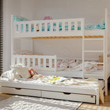 B-WARE: Hochbett / Etagenbett 90x200 cm mit Ausziehbett und zwei Schubladen