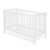 Lit bébé avec tiroir (en option) Lit bébé 60x120 réglable en hauteur et échelons amovibles avec matelas (en option) | blanc, très stable Fabriqué en Europe