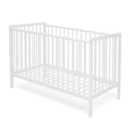 Babybett mit Schublade (optional) Kinderbett Gitterbett 60x120 höhenverstellbar & herausnehmbare Sprossen mit Matratze (optional) | weiss sehr stabil Made in Europe