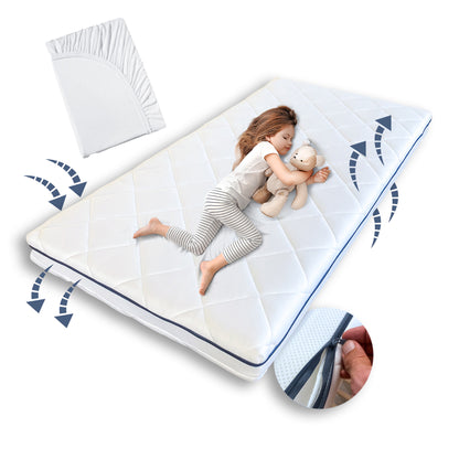 Kindermatratze »AERO PLUS mit Ventilationsstreifen « 10 cm hoch, Babymatratze 60x120 I 70x140 I 80x160 I 80x180 I 90x200 Matratze für Babybett oder Kinderbett, Körpergewicht bis 60kg