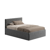 Polsterbett Bett Doppelbett mit Bettkasten Lattenrost Kopfteil 98 cm | Glanz-Velours Bezug | verstellbarer Lattenrost | Made in Germany