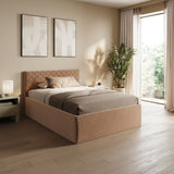 Polsterbett Bett Doppelbett mit Bettkasten Lattenrost Kopfteil 98 cm | Glanz-Velours Bezug | verstellbarer Lattenrost | Made in Germany