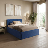 Polsterbett Bett Doppelbett mit Bettkasten Lattenrost Kopfteil 98 cm | Glanz-Velours Bezug | verstellbarer Lattenrost | Made in Germany