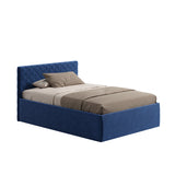 Polsterbett Bett Doppelbett mit Bettkasten Lattenrost Kopfteil 98 cm | Glanz-Velours Bezug | verstellbarer Lattenrost | Made in Germany