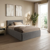 Polsterbett Bett Doppelbett mit Bettkasten Lattenrost Kopfteil 98 cm | Glanz-Velours Bezug | verstellbarer Lattenrost | Made in Germany