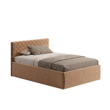 Polsterbett Bett Doppelbett mit Bettkasten Lattenrost Kopfteil 98 cm | Glanz-Velours Bezug | verstellbarer Lattenrost | Made in Germany