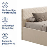 Polsterbett Bett Doppelbett mit Bettkasten Lattenrost Kopfteil 98 cm | Glanz-Velours Bezug | verstellbarer Lattenrost | Made in Germany