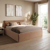 Polsterbett Bett Doppelbett mit Bettkasten Lattenrost Kopfteil 98 cm | Glanz-Velours Bezug | verstellbarer Lattenrost | Made in Germany