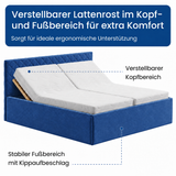 Polsterbett Bett Doppelbett mit Bettkasten Lattenrost Kopfteil 98 cm | Glanz-Velours Bezug | verstellbarer Lattenrost | Made in Germany