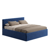 Polsterbett Bett Doppelbett mit Bettkasten Lattenrost Kopfteil 98 cm | Glanz-Velours Bezug | verstellbarer Lattenrost | Made in Germany