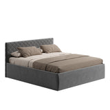 Polsterbett Bett Doppelbett mit Bettkasten Lattenrost Kopfteil 98 cm | Glanz-Velours Bezug | verstellbarer Lattenrost | Made in Germany