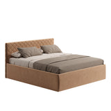 Polsterbett Bett Doppelbett mit Bettkasten Lattenrost Kopfteil 98 cm | Glanz-Velours Bezug | verstellbarer Lattenrost | Made in Germany