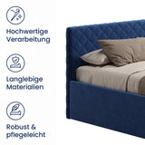 Polsterbett Bett Doppelbett mit Bettkasten Lattenrost Kopfteil 98 cm | Glanz-Velours Bezug | verstellbarer Lattenrost | Made in Germany