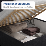 Home Collective Polsterbett Bett Doppelbett mit Bettkasten Lattenrost Kopfteil 86 cm | Micro-Velours Bezug | verstellbarer Lattenrost | Made in Germany
