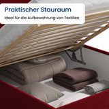 Home Collective Polsterbett Bett Doppelbett mit Bettkasten Lattenrost Kopfteil 86 cm | Micro-Velours Bezug | verstellbarer Lattenrost | Made in Germany