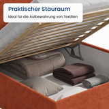 Home Collective Polsterbett Bett Doppelbett mit Bettkasten Lattenrost Kopfteil 86 cm | Micro-Velours Bezug | verstellbarer Lattenrost | Made in Germany