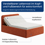 Home Collective Polsterbett Bett Doppelbett mit Bettkasten Lattenrost Kopfteil 86 cm | Micro-Velours Bezug | verstellbarer Lattenrost | Made in Germany