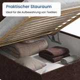 Home Collective Polsterbett Bett Doppelbett mit Bettkasten Lattenrost Kopfteil 86 cm | Micro-Velours Bezug | verstellbarer Lattenrost | Made in Germany