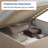 Home Collective Polsterbett Bett Doppelbett mit Bettkasten Lattenrost Kopfteil 86 cm | Micro-Velours Bezug | verstellbarer Lattenrost | Made in Germany