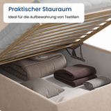 Home Collective Polsterbett Bett Doppelbett mit Bettkasten Lattenrost Kopfteil 86 cm | Micro-Velours Bezug | verstellbarer Lattenrost | Made in Germany