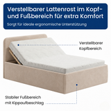 Home Collective Polsterbett Bett Doppelbett mit Bettkasten Lattenrost Kopfteil 86 cm | Micro-Velours Bezug | verstellbarer Lattenrost | Made in Germany