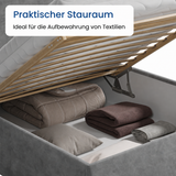 Home Collective Polsterbett Bett Doppelbett mit Bettkasten Lattenrost Kopfteil 86 cm | Micro-Velours Bezug | verstellbarer Lattenrost | Made in Germany