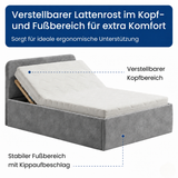 Home Collective Polsterbett Bett Doppelbett mit Bettkasten Lattenrost Kopfteil 86 cm | Micro-Velours Bezug | verstellbarer Lattenrost | Made in Germany