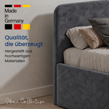 Home Collective Polsterbett Bett Doppelbett mit Bettkasten Lattenrost Kopfteil 86 cm | Micro-Velours Bezug | verstellbarer Lattenrost | Made in Germany