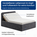 Home Collective Polsterbett Bett Doppelbett mit Bettkasten Lattenrost Kopfteil 86 cm | Micro-Velours Bezug | verstellbarer Lattenrost | Made in Germany