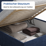 Home Collective Polsterbett Bett Doppelbett mit Bettkasten Lattenrost Kopfteil 86 cm | Micro-Velours Bezug | verstellbarer Lattenrost | Made in Germany