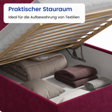Home Collective Polsterbett Bett Doppelbett mit Bettkasten Lattenrost Kopfteil 86 cm | Micro-Velours Bezug | verstellbarer Lattenrost | Made in Germany