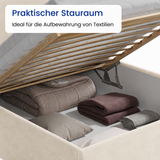 Home Collective Polsterbett Bett Doppelbett mit Bettkasten Lattenrost Kopfteil 86 cm | Micro-Velours Bezug | verstellbarer Lattenrost | Made in Germany
