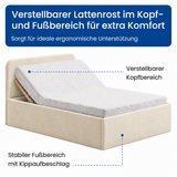 Home Collective Polsterbett Bett Doppelbett mit Bettkasten Lattenrost Kopfteil 86 cm | Micro-Velours Bezug | verstellbarer Lattenrost | Made in Germany