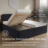 Home Collective Polsterbett Bett Doppelbett mit Bettkasten Lattenrost Kopfteil 86 cm | Micro-Velours Bezug | verstellbarer Lattenrost | Made in Germany
