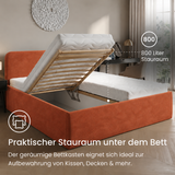 Home Collective Polsterbett Bett Doppelbett mit Bettkasten Lattenrost Kopfteil 86 cm | Micro-Velours Bezug | verstellbarer Lattenrost | Made in Germany